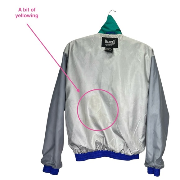 Vintage Marker Windbreaker Jacket 80s 90s Blue Green *Women’s* Size Medium Vtg - Picture 6 of 10